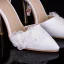 Chic / Beautiful White Wedding Shoes 2019 Pearl Ankle Strap Appliques 9 cm Pointed Toe Stiletto Heels Wedding High Heels