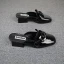Vintage Weiß Freizeit Pantolette & Flip-Flops 2019 Leder Thick Heels Quadratische Zehe Damenschuhe