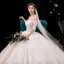 Luxury / Gorgeous Champagne Wedding Dresses 2019 Ball Gown Off-The-Shoulder Beading Sequins Pearl Lace Flower Appliques Short Sleeve Backless Royal Train