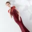 Classy Burgundy Evening Dresses  2019 Trumpet / Mermaid Scoop Neck Beading Tassel Sequins Short Sleeve Floor-Length / Long Formal Dresses