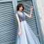 Élégant Bleu Robe De Soirée 2019 Princesse V-Cou Perlage Cristal Sans Manches Dos Nu Longue Robe De Ceremonie