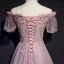 Style Victorien Rougissant Rose Robe De Soirée 2019 Princesse Volants De l'épaule Perlage En Dentelle Fleur Manches Courtes Dos Nu Longue Robe De Ceremonie