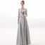 Modern / Fashion Silver Evening Dresses  2019 A-Line / Princess Scoop Neck Sequins 3/4 Sleeve Backless Floor-Length / Long Formal Dresses