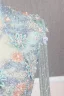 High End Blau Handgefertigt Perlenstickerei Abendkleider 2019 A Linie Eckiger Ausschnitt Kristall Quaste Perle Strass Pailletten Spitze Blumen Applikationen Ärmellos Sweep / Pinsel Zug Festliche Kleider