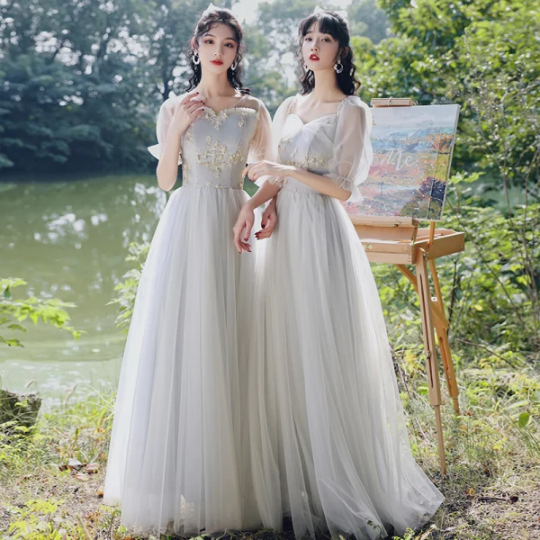 short wedding dress long bridesmaid dresses Short Bridesmaid Dresses Lace Embroidery Tulle Ruffles – Lisposa