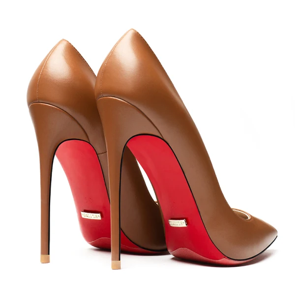 Mode Brun Afton Pumps 2019 Lackläder 12 cm Stilettklackar Spetsiga Pumps