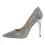 Sparkly Sølv Aften Pumps 2019 Paljetter 9 cm Stiletthæler Spisse Pumps