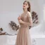 Charmant Rougissant Rose Robe De Soirée 2021 Princesse De l'épaule Perlage Étoile Paillettes 3/4 Manches Dos Nu Longue Robe De Ceremonie