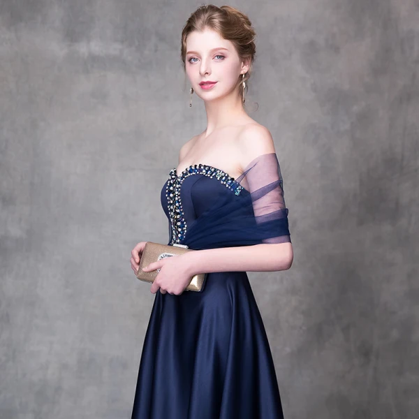Elegant Mørk Marineblå Selskapskjoler 2018 Prinsesse Krystall Rhinestone Sash Kjæreste Ryggløse Uten Ermer Feie Tog Formelle Kjoler
