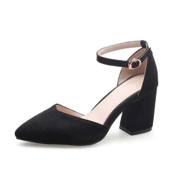 Simple Rougissant Rose Vêtement de rue Daim Sandales Femme 2021 Bride Cheville 8 cm Talons Aiguilles À Bout Pointu Sandales Talons Hauts