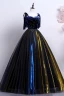 Elegante Königliches Blau Gold Ballkleider 2019 A Linie Spaghettiträger Wildleder Spitze Star Ärmellos Rückenfreies Lange Festliche Kleider