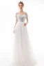 Modern / Fashion Ivory Evening Dresses  2019 A-Line / Princess Off-The-Shoulder Sequins Short Sleeve Backless Floor-Length / Long Formal Dresses