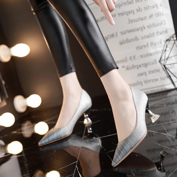 Moderne / Mode Argenté Soirée Escarpins 2019 6 cm Talons Aiguilles À Bout Pointu Escarpins