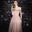 Élégant Rougissant Rose Robe De Soirée 2020 Princesse De l'épaule Perlage Paillettes En Dentelle Fleur Manches Courtes Dos Nu Longue Robe De Ceremonie