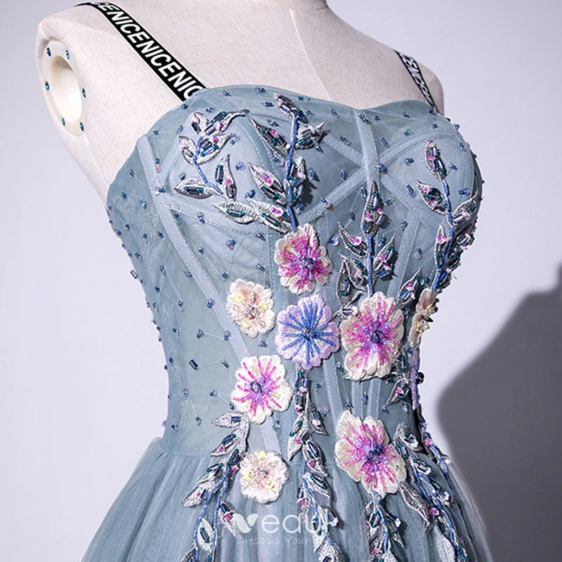 Modern / Fashion Flower Fairy Green Prom Dresses 2019 ALine / Princess