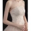 Charmant Champagne Robe De Mariée 2019 Princesse Bustier Perlage Paillettes En Dentelle Fleur Sans Manches Dos Nu Chapel Train