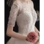 Élégant Ivoire Robe De Mariée 2019 Princesse Encolure Dégagée Perlage Paillettes En Dentelle Fleur Manches Courtes Dos Nu Cathedral Train