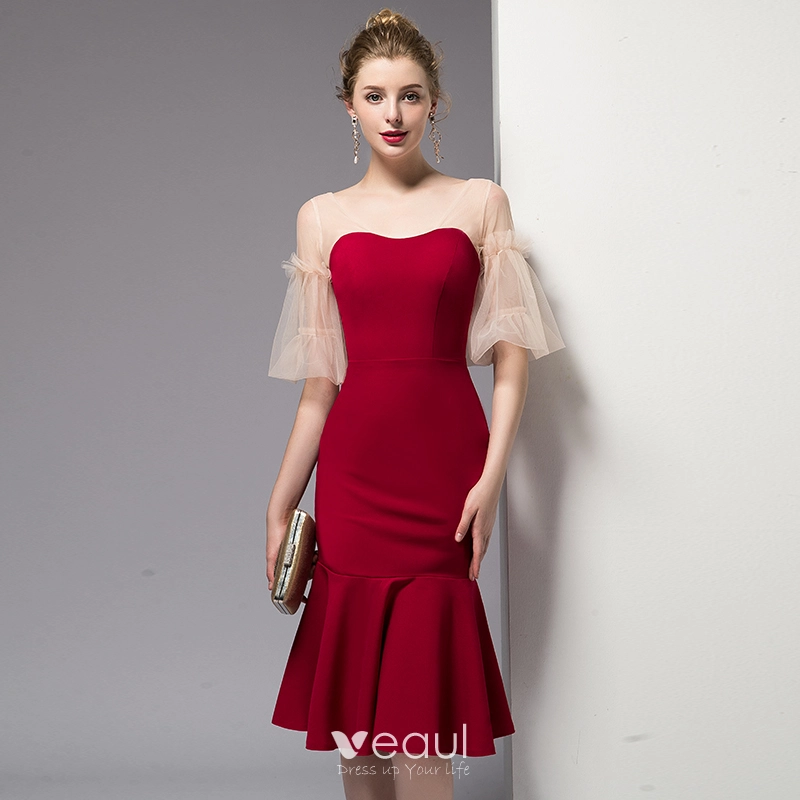 Chic Belle Rouge de retour Robe De Graduation 2020 Trompette