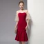 Chic / Beautiful Red Homecoming Graduation Dresses 2020 Trumpet / Mermaid Short Sleeve V-Neck Backless Knee-Length Formal Dresses