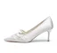 Élégant Ivoire Perle Chaussure De Mariée 2021 Cuir 7 cm Talons Aiguilles À Bout Pointu Mariage Escarpins Talons Hauts