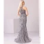 Luxury / Gorgeous Grey Evening Dresses  2020 Trumpet / Mermaid Scoop Neck Handmade  Beading Crystal Rhinestone Pearl Sleeveless Sweep Train Formal Dresses