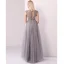 Luxury / Gorgeous Champagne Grey Handmade  Beading Evening Dresses  2020 A-Line / Princess Scoop Neck Crystal Pearl Rhinestone Sleeveless Floor-Length / Long Formal Dresses