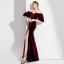 Elegant Burgundy Evening Dresses  2020 Trumpet / Mermaid Suede Off-The-Shoulder Short Sleeve Split Front Floor-Length / Long Formal Dresses