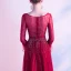 High-end Red Evening Dresses  2020 A-Line / Princess Scoop Neck Beading Crystal Sequins Sash Long Sleeve Floor-Length / Long Formal Dresses