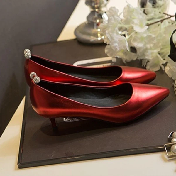 Elegante Silber Abend Pumps 2019 Strass 3 cm Stilettos Low Heel Spitzschuh Pumps