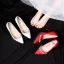 Modern / Fashion Red Wedding Shoes 2020 Lace Rhinestone Pearl 8 cm Stiletto Heels Pointed Toe Wedding Pumps