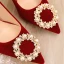 Fashion Red Pearl Rhinestone Wedding Shoes 2021 10 cm Stiletto Heels Pointed Toe Wedding Pumps High Heels
