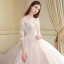 Moderne / Mode Robe De Mariée 2018 Robe Boule En Dentelle Appliques Brodé Paillettes Encolure Dégagée 3/4 Manches Royal Train Mariage