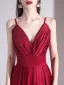 Élégant Couleur Unie Bordeaux Robe De Soirée 2020 Princesse Bretelles Spaghetti Sans Manches Dos Nu Longue Robe De Ceremonie