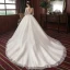 Chic Ivoire Robe De Mariée 2020 Princesse En Dentelle Perlage Étoile Paillettes Perle V-Cou Dos Nu 3/4 Manches Cathedral Train