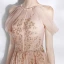 Chic / Beautiful Pearl Pink Evening Dresses  2020 A-Line / Princess Scoop Neck Beading Pearl Lace Flower Sequins Sleeveless Backless Floor-Length / Long Formal Dresses