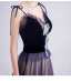 Classy Dark Green Prom Dresses 2020 A-Line / Princess Spaghetti Straps Pearl Rhinestone Lace Flower Sleeveless Backless Floor-Length / Long Formal Dresses