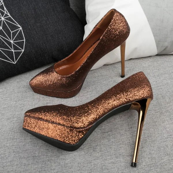 Glitter Candy Roze Avond Pumps 2019 Pailletten 12 cm Naaldhakken / Stiletto Spitse Neus Pumps