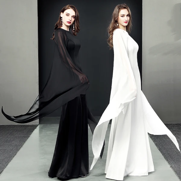 Amazing / Unique Black Evening Dresses 2018 Trumpet / Mermaid Scoop Neck Long Sleeve Floor-Length / Long Formal Dresses