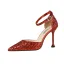 Charming Rose Gold Evening Party Womens Shoes 2020 Ankle Strap Sequins 9 cm Stiletto Heels Pointed Toe High Heels