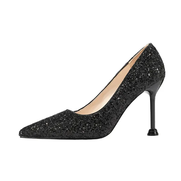 Scintillantes Or Rose Soirée Escarpins 2020 Paillettes 9 cm Talons Aiguilles À Bout Pointu Escarpins