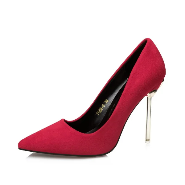 Affordable Red OL Pumps 2020 Suede 10 cm Stiletto Heels Pointed Toe Pumps