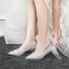 Fashion Silver Wedding Shoes 2020 Bow Rhinestone 3 cm Stiletto Heels Low Heel Pointed Toe Wedding Pumps