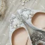 Mode Argenté Chaussure De Mariée 2020 En Dentelle Perle Faux Diamant 8 cm Talons Aiguilles À Bout Pointu Mariage Escarpins