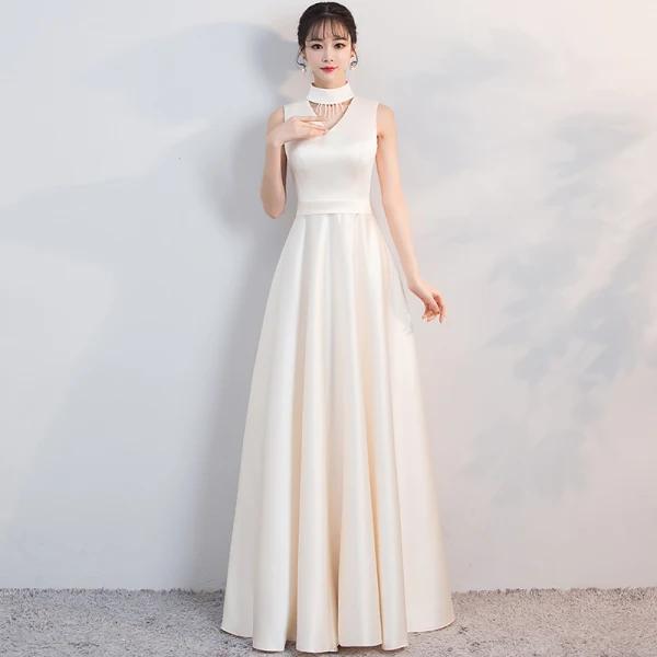 Modest / Simple Evening Dresses  2018 A-Line / Princess High Neck Sleeveless Floor-Length / Long Formal Dresses