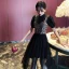 Fashion Black Party Dresses 2020 A-Line / Princess High Neck Sequins Short Sleeve Tea-length Formal Dresses