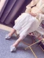 Glitzernden Silber Glanz Brautschuhe 2020 Leder Strass Pailletten Schleife 8 cm Stilettos Spitzschuh Hochzeit Pumps