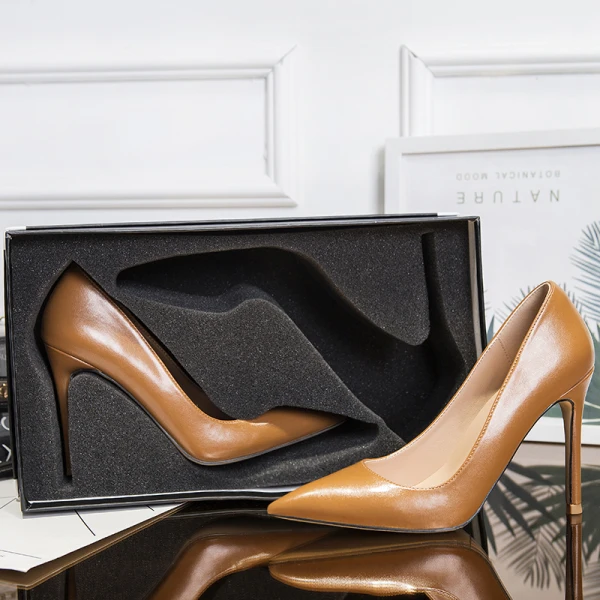 Modest / Simple Brown Office OL Pumps 2020 Leather 10 cm Stiletto Heels Pointed Toe Pumps