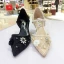 Chic / Beautiful Beige Casual Womens Shoes 2020 Leather Lace Pearl Rhinestone Buckle 5 cm Stiletto Heels Pointed Toe High Heels
