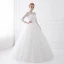 Chic / Beautiful White Wedding Dresses 2018 Ball Gown Lace High Neck 3/4 Sleeve Floor-Length / Long Wedding