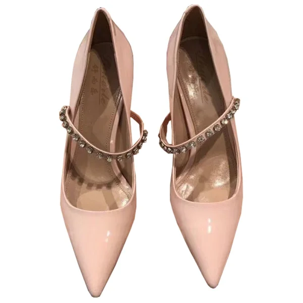 Stijlvolle Blozen Roze Avond Pumps 2020 Lakleer Rhinestone 10 cm Naaldhakken / Stiletto Spitse Neus Pumps